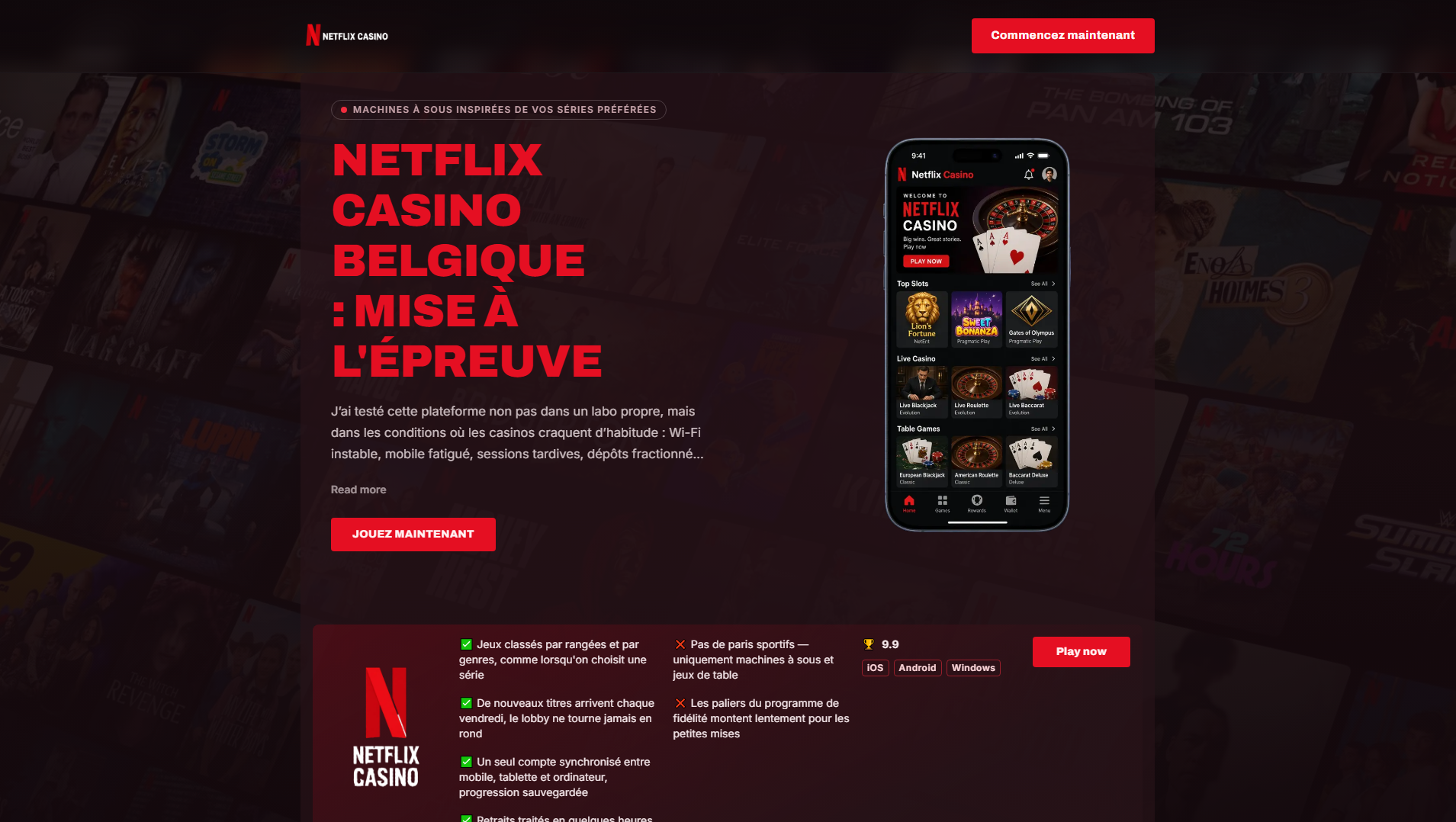 Stored capture of netflixcasinobelgique.com
