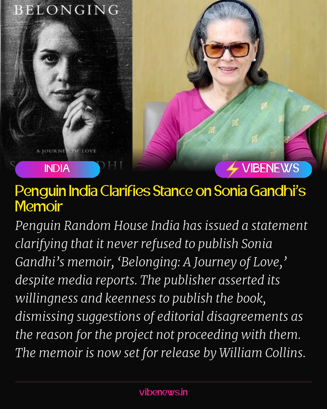 Penguin India Clarifies Stance on Sonia Gandhi’s Memoir