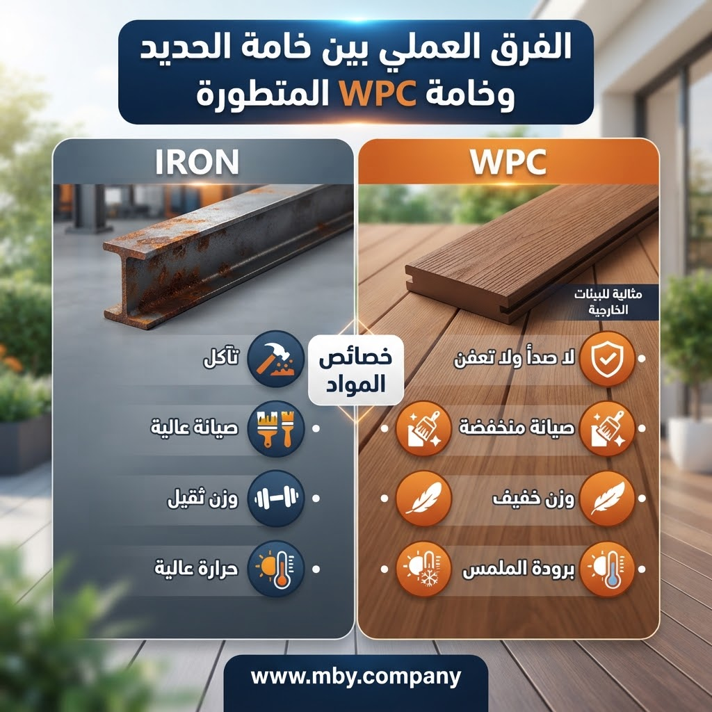 مقارنة بين ابواب حديد خارجية وباب WPC عصري من MBY