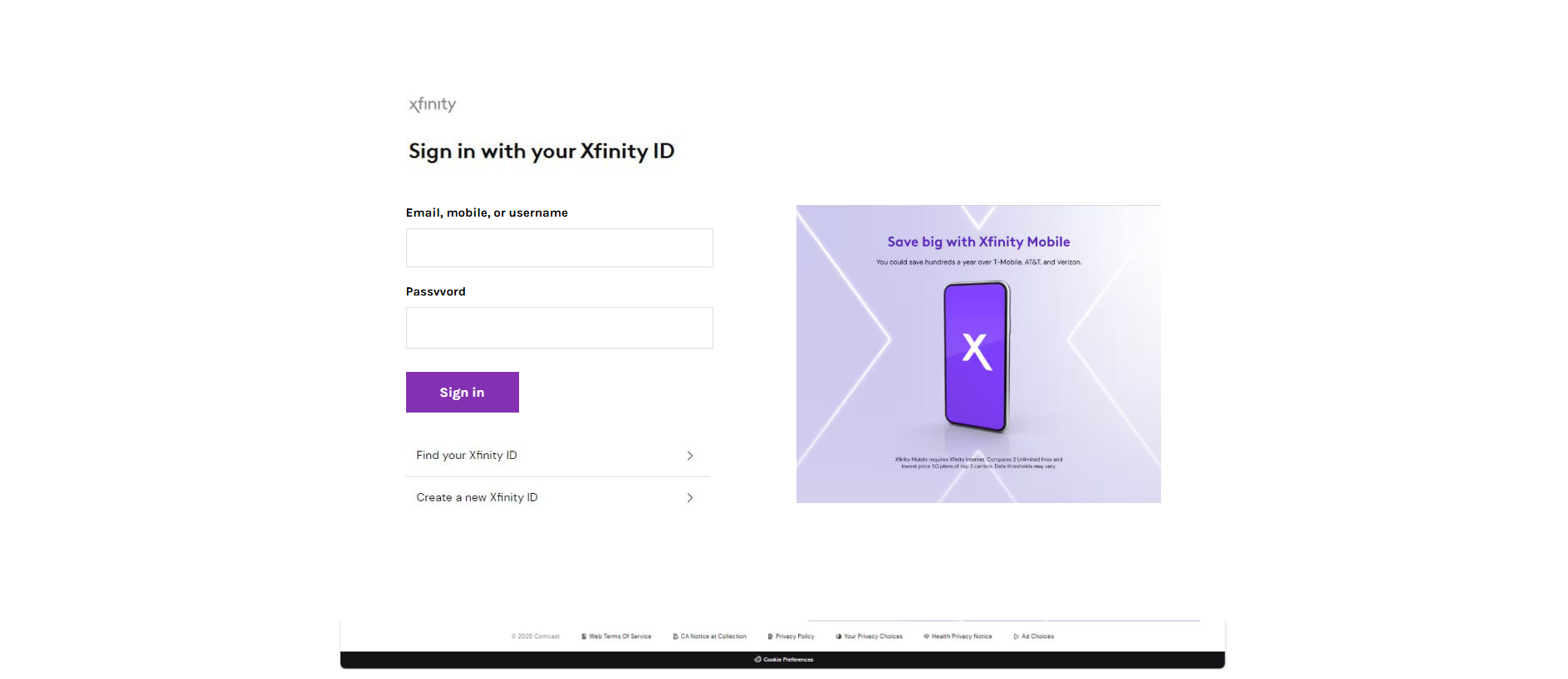Forensic screenshot of [REDACTED] showing the phishing page layout