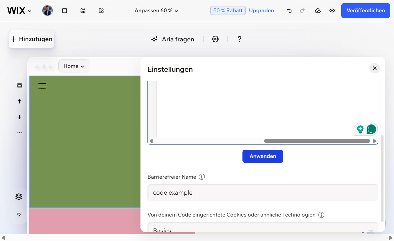 HTML-Element auf der Seite platziert