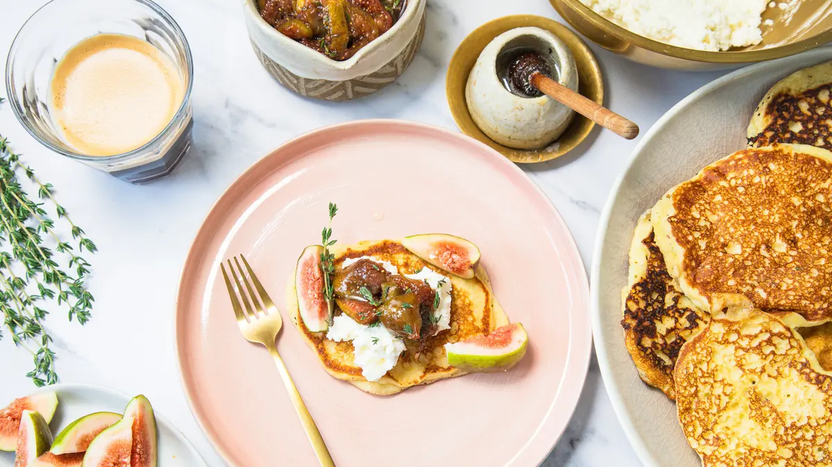 Goat Cheese Pancakes with Fig Compote