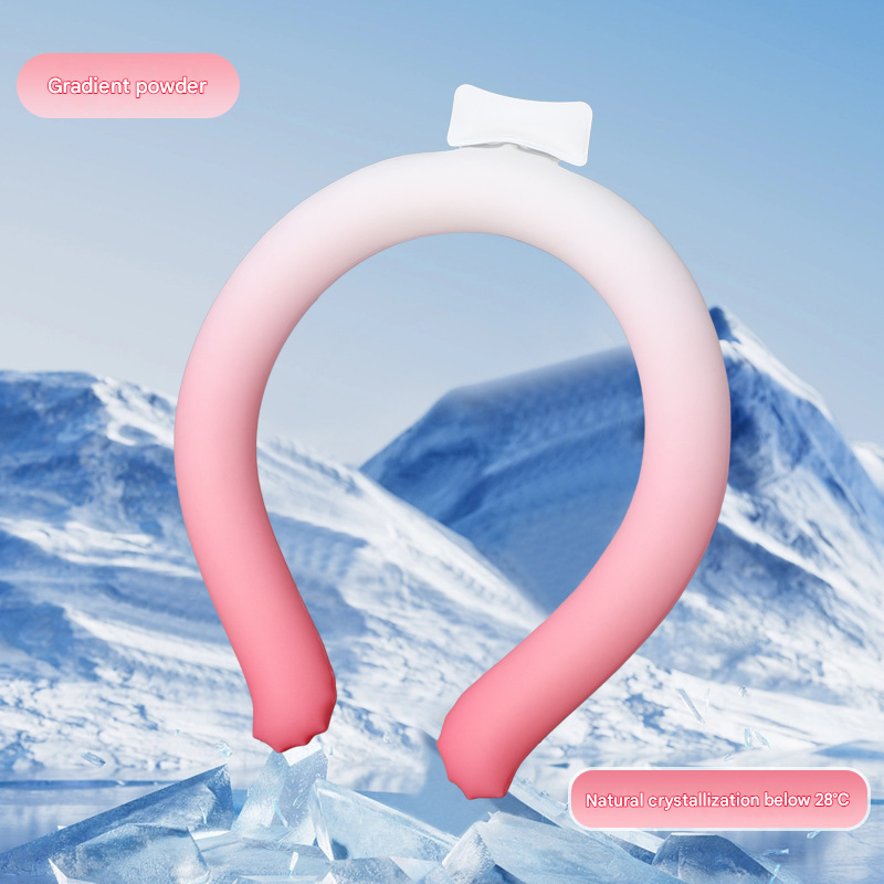 Gradient Pink Instant Cool PCM Neck Ring - 28°C Phase Change Material for Sweat-Free Relief - Ultra-Light 135g Comfort for Sports, Office, and Summer Travel