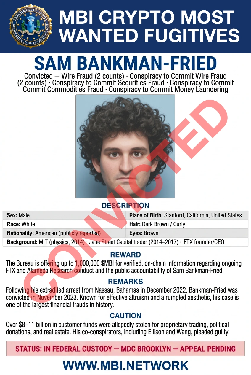 Sam Bankman-Fried Wanted Poster