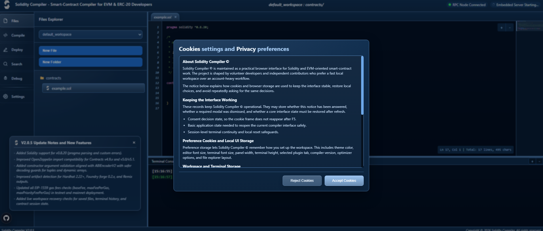 Stored capture of solidity-compiler-v2-0-5.web.app