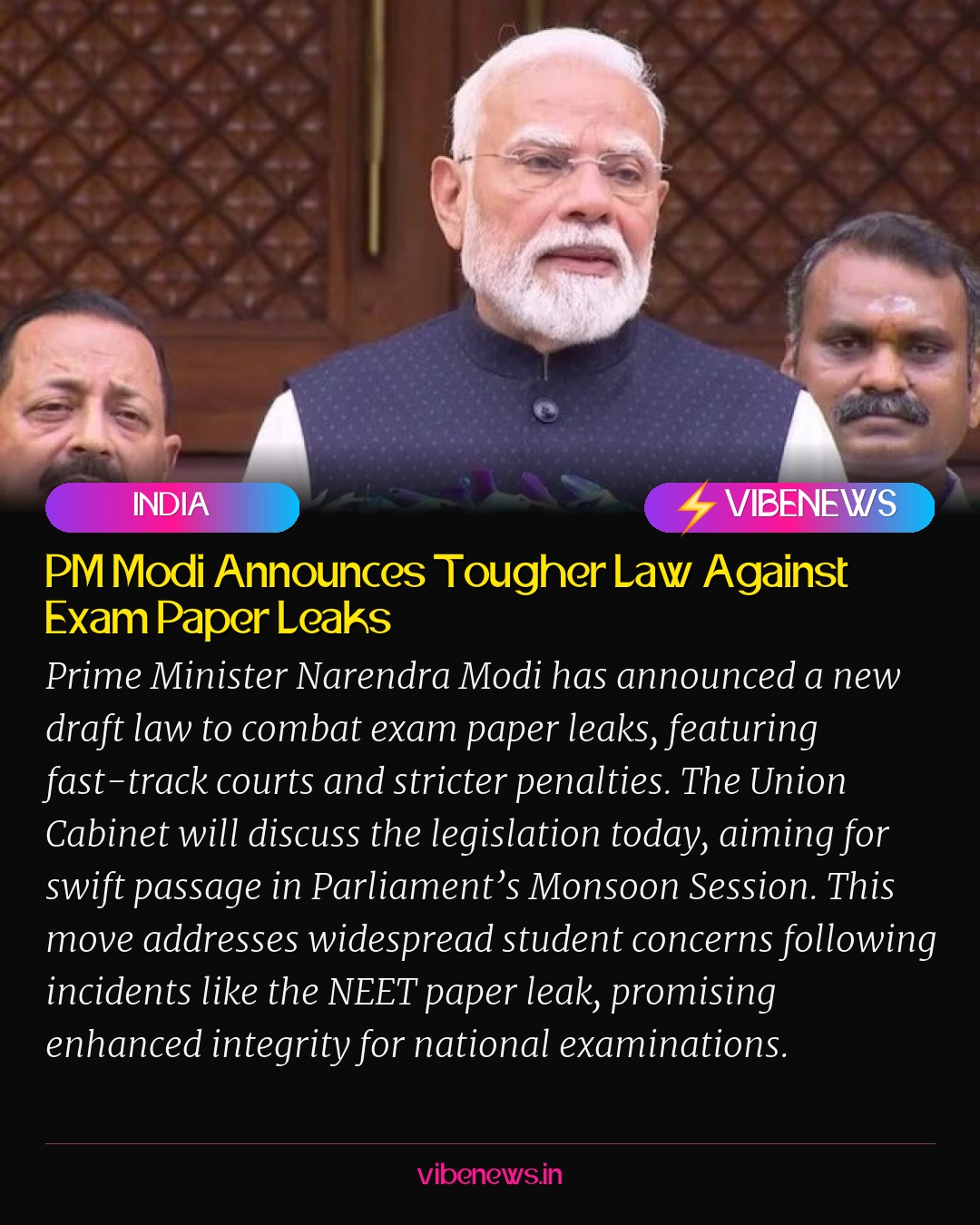PM Modi Announces Tougher Law Against Exam Paper Leaks
