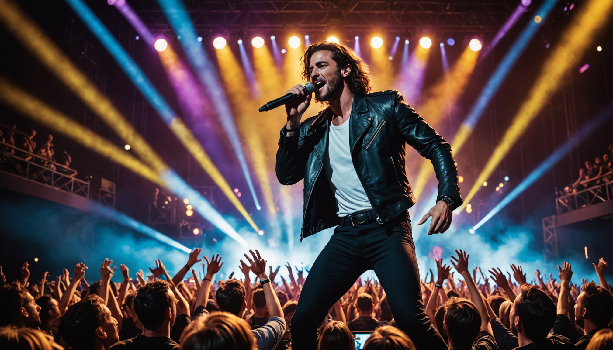 Performer live concert captivating audience vibrant stage electric lively show