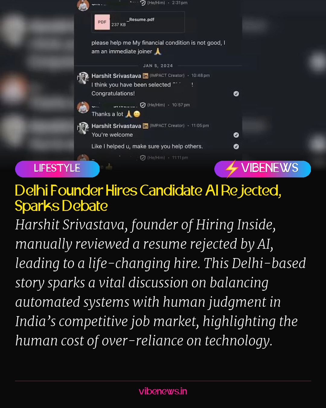 Delhi Founder Hires Candidate AI Rejected, Sparks Debate