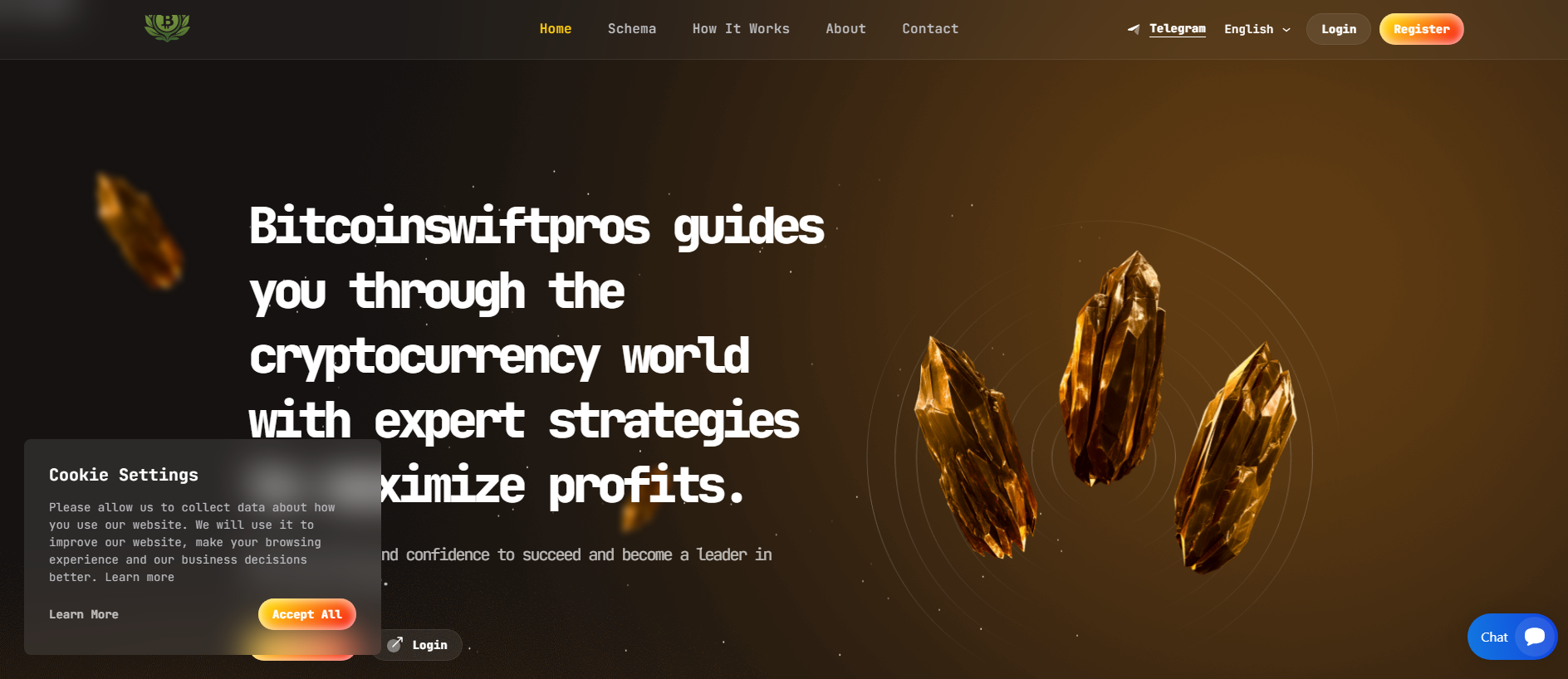 Forensic screenshot of bitcoinswiftpros.com showing the phishing page layout