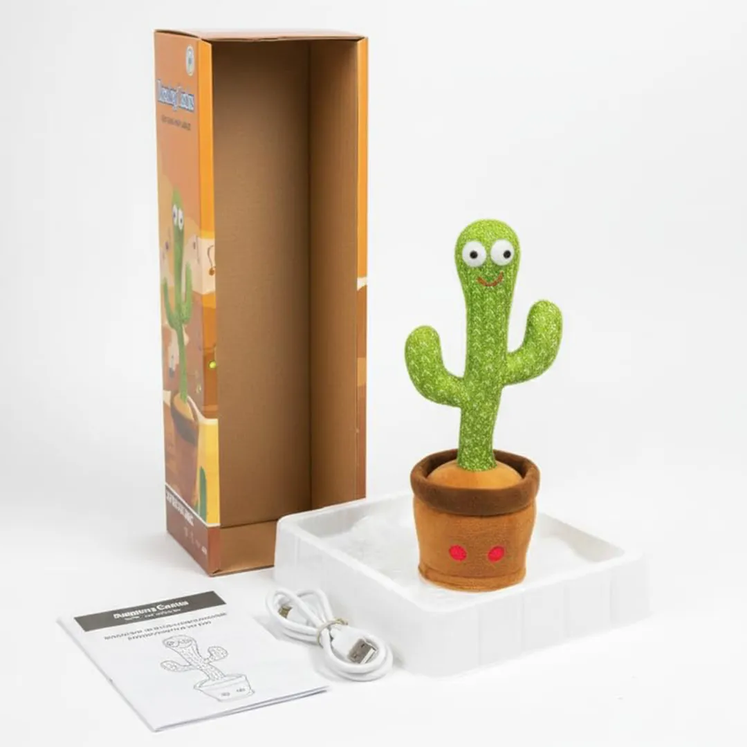 Dancing Cactus Toy, Can Sing and Dance, USB Powered, Interactive Plush with Music, Green photo 3