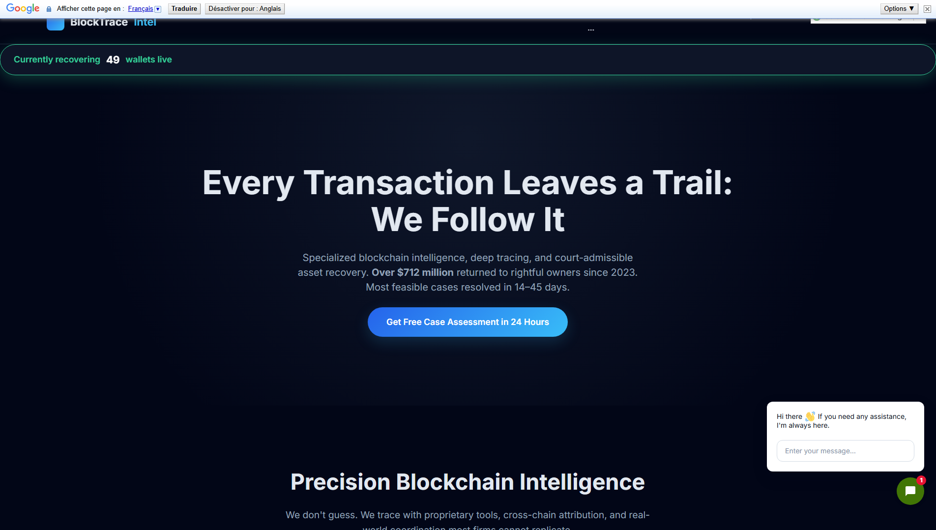 PhishDestroy capture for blocktraceintel.com