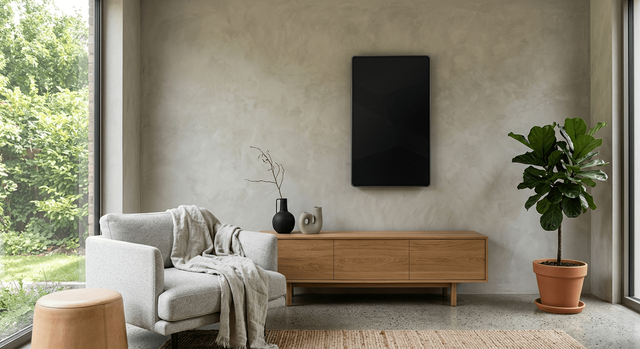 Stylish infrared heating panel on a wall