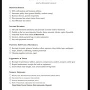 James Painting Tax Checklist