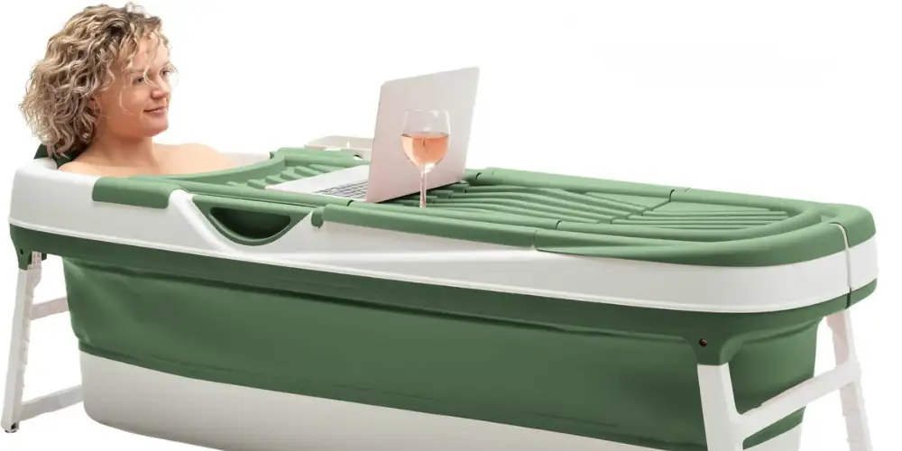 HelloBath Opvouwbaar bad - XXL Goliath (Comfort) - Sage Green - 157cm - Inklapbaar bad - Zitbad voor volwassenen - ZitBadXL.nl