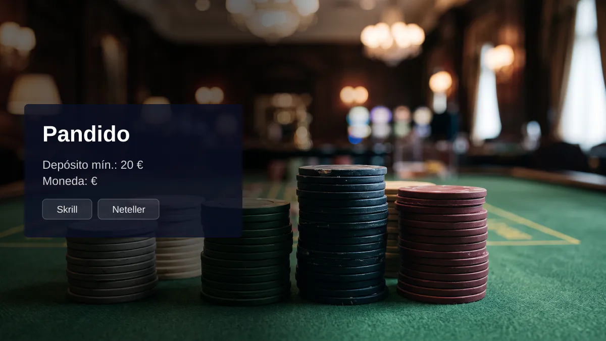 Pandido casino — bono de bienvenida 100% hasta 500 €, pagos: Skrill, Neteller, Paysafecard, Revolut, MiFinity