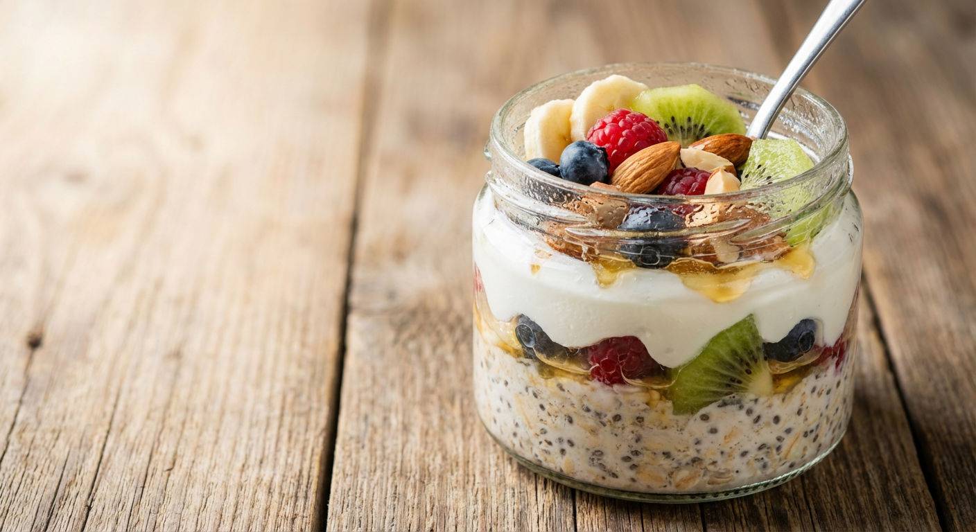 Owsianka nocna overnight oats w sloiku.