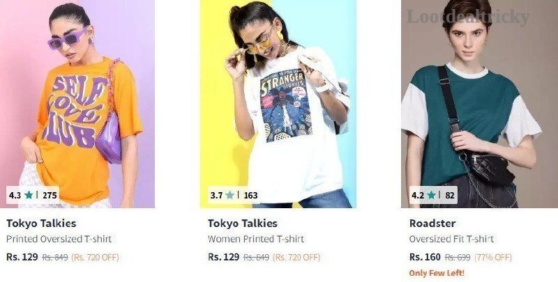 Oversized T Shirts – Just 80% OFF | Loot Lo