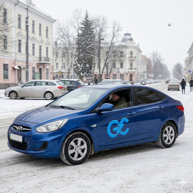 Водій таксі у Чернігові за кермом авто