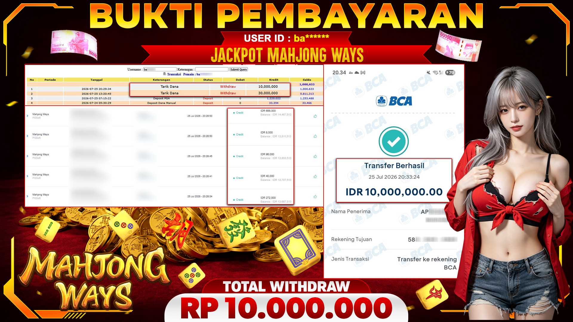 🏆 SELAMAT KEPADA PEMENANG JACKPOT DI Mahjong Ways - PGSoft 10,000,000🏆