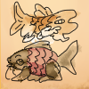 A medieval art styled Furry Fiddle to up, Muckbottom Catfish to down. A medieval art styled Furry Fiddle to up, Muckbottom Catfish to down.