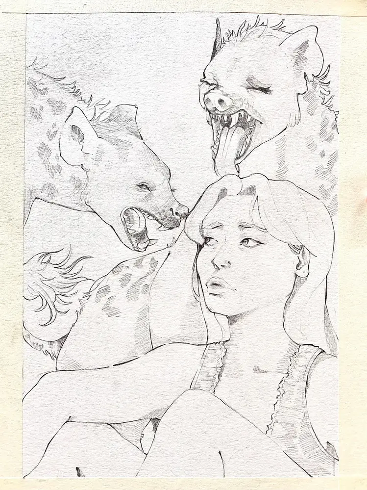 Lineart Hyena Girl