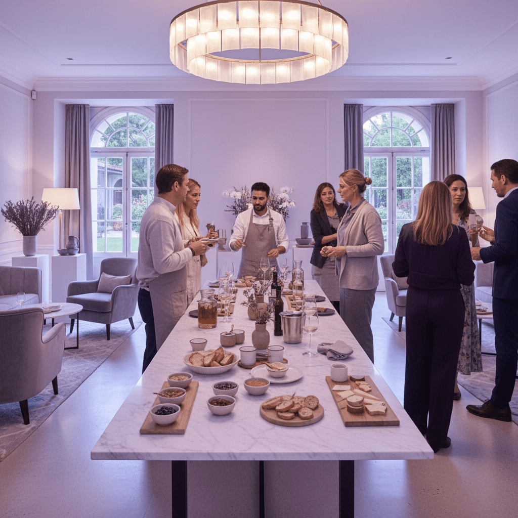 Hotel collaboration event with local artisan products and guests