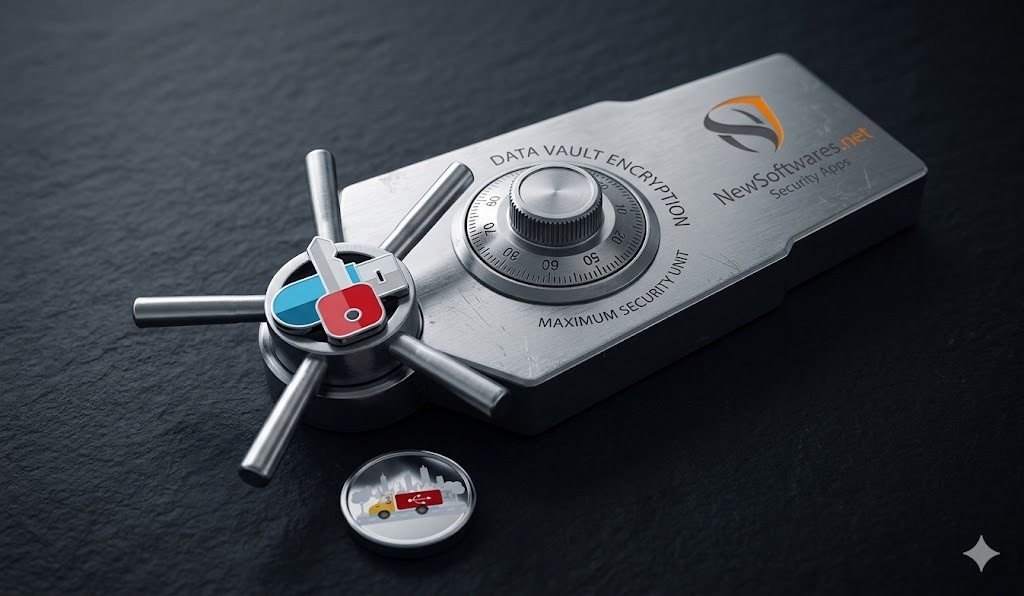 Data protection vault illustration for encrypted local and portable lockers
