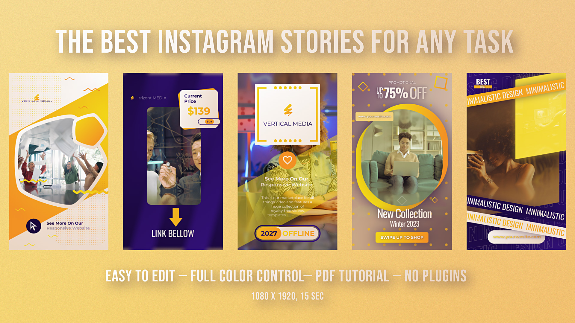E-Learning Instagram Posts Vertical Stories Promo Reels Yellow
