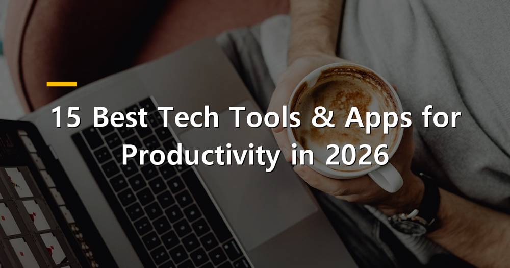 Laptop with various productivity app icons displayed on screen