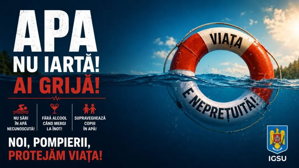 Atenționări de la IGSU înainte de sezonul estival: „Apa nu iartă!