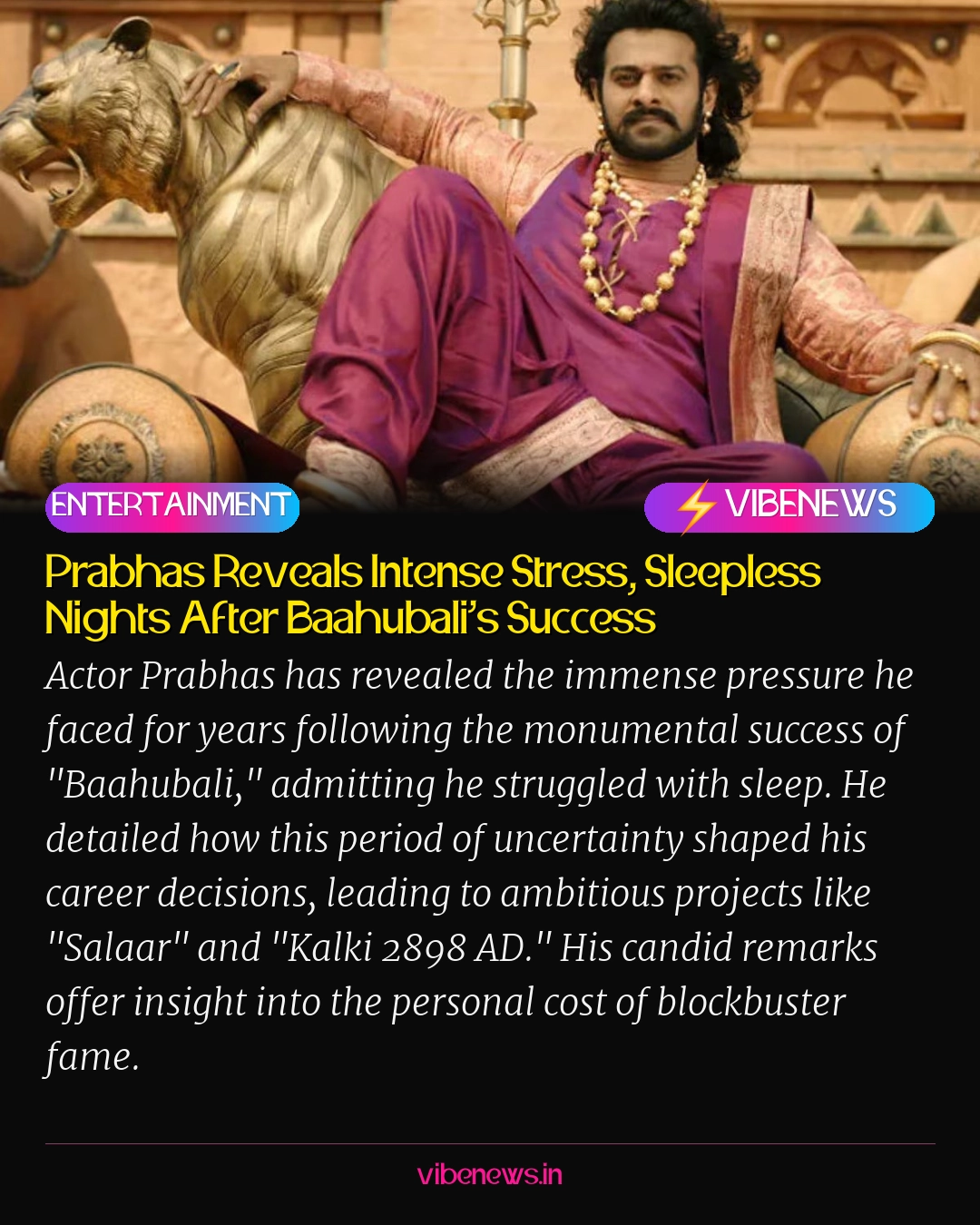 Prabhas Reveals Intense Stress, Sleepless Nights After Baahubali’s Success
