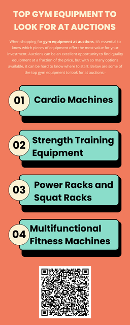 Gym equipment auctions can be an excellent way to build or upgrade your fitness space without breaking the bank. The key is to focus on equipment that will provide lasting value and versatility, such as cardio machines, strength training equipment, multifunctional machines, and essential accessories. When buying at auction, always inspect the condition of the equipment, check for any wear or damage, and research the brand’s reputation to ensure you’re getting a good deal. To know more visit here https://www.auctionmasters.com/industries/fitness-center-and-gym-equipment-auctions-1