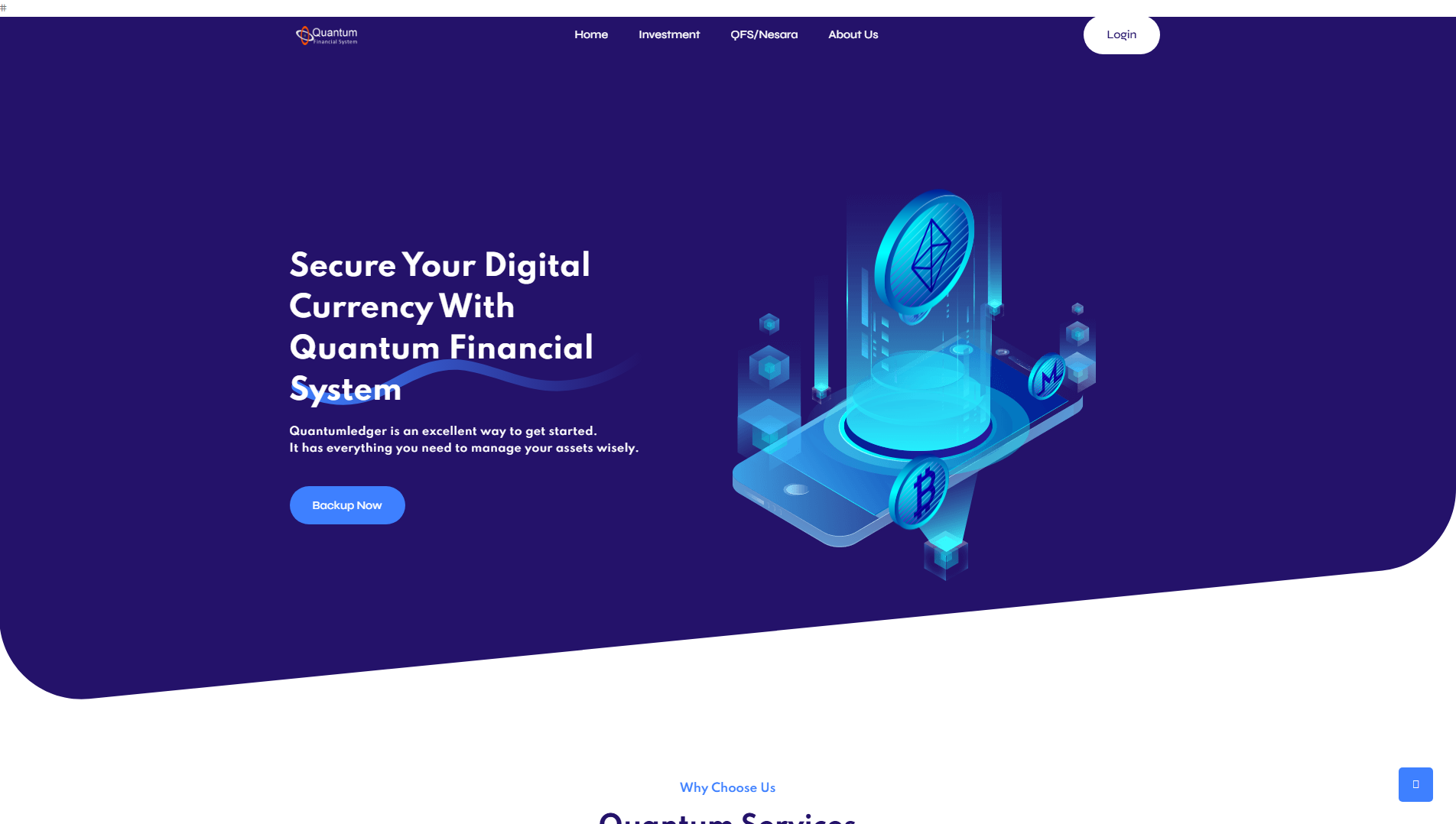 Forensic screenshot of quantumledgerupdates.com showing the phishing page layout