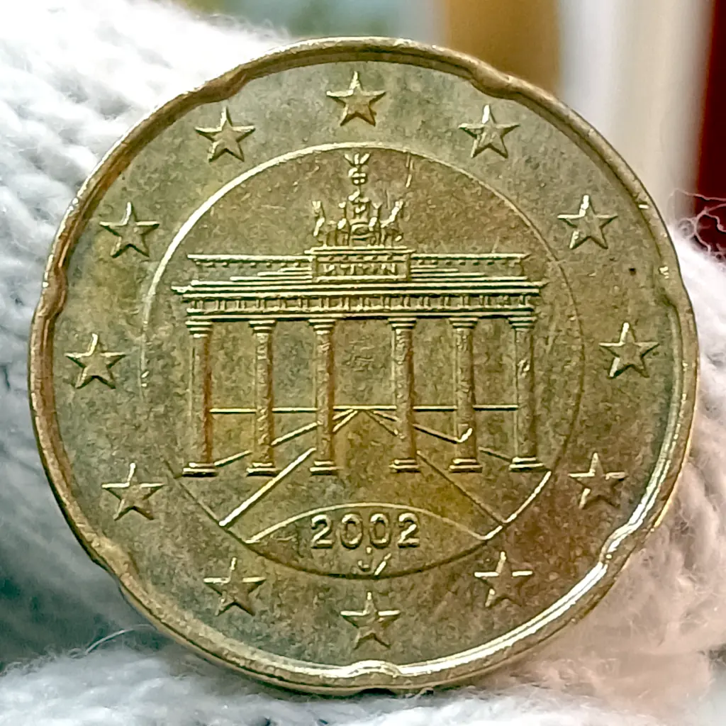 Moeda da Alemanha 20 Centavos de Euro Letra J – MBC.