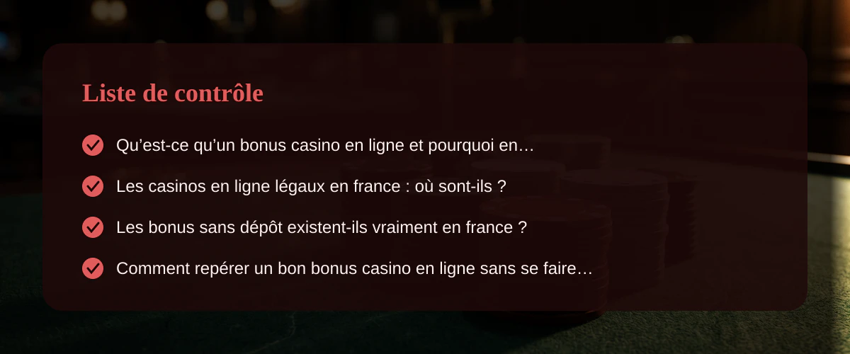Pourquoi les bonus casino en ligne font-ils tant parler en france ? — Liste de contrôle