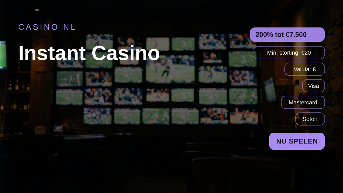 Instant Casino — welkomstbonus 200% tot €7.500 + 25 FS, betalingen: Visa, Mastercard, Sofort, Giropay, Pix