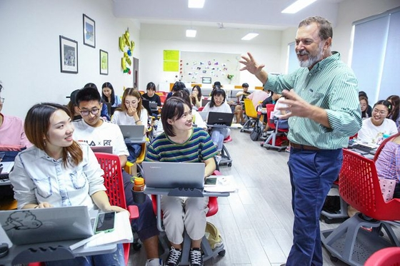 An international teacher in classroom in china