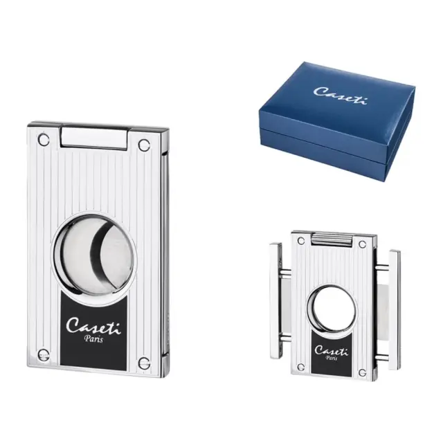 Cigar Cutter Chrome /Black Stripes