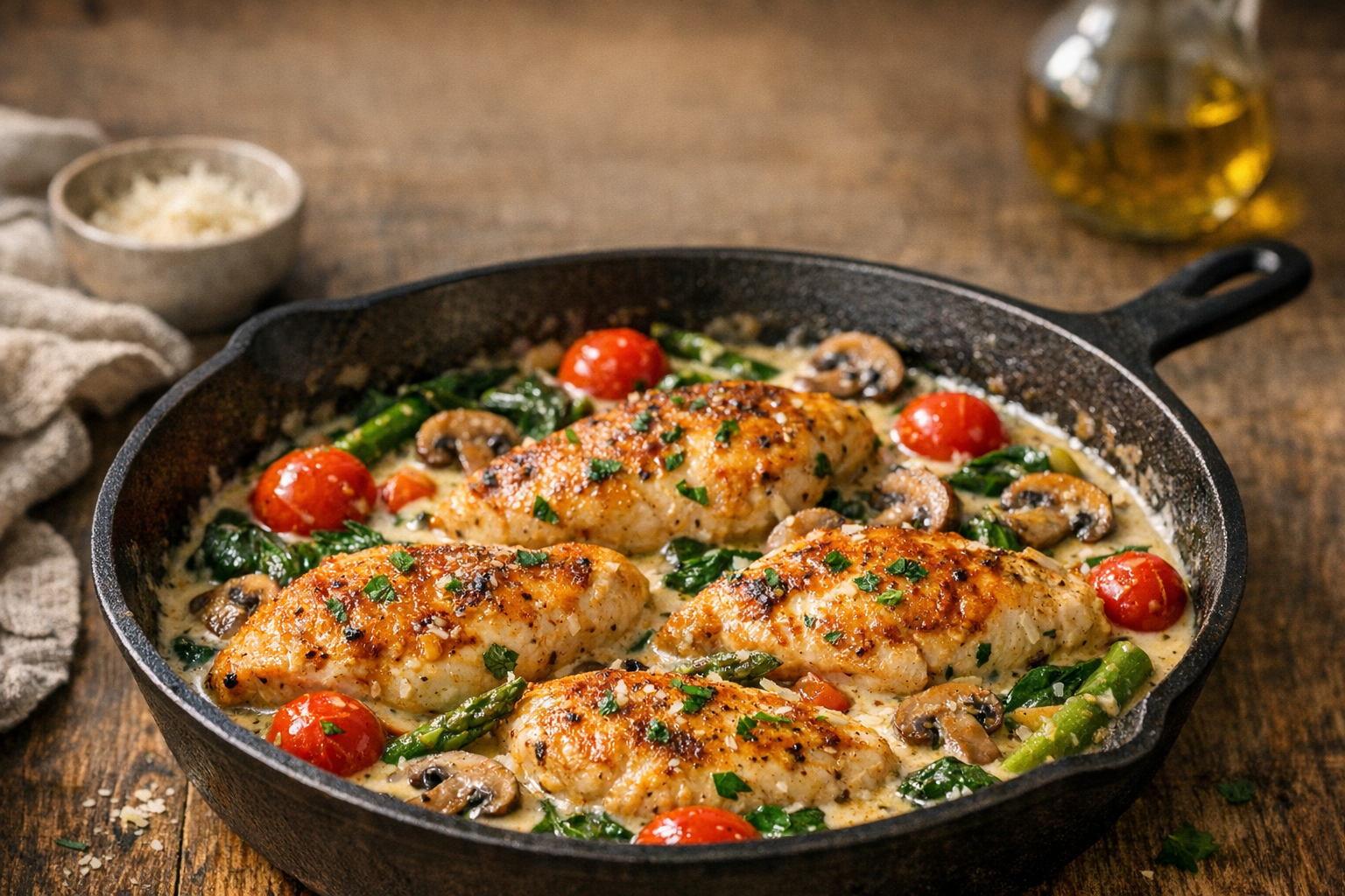 Quick Weeknight Chicken Skillet Recipe Pinterest image