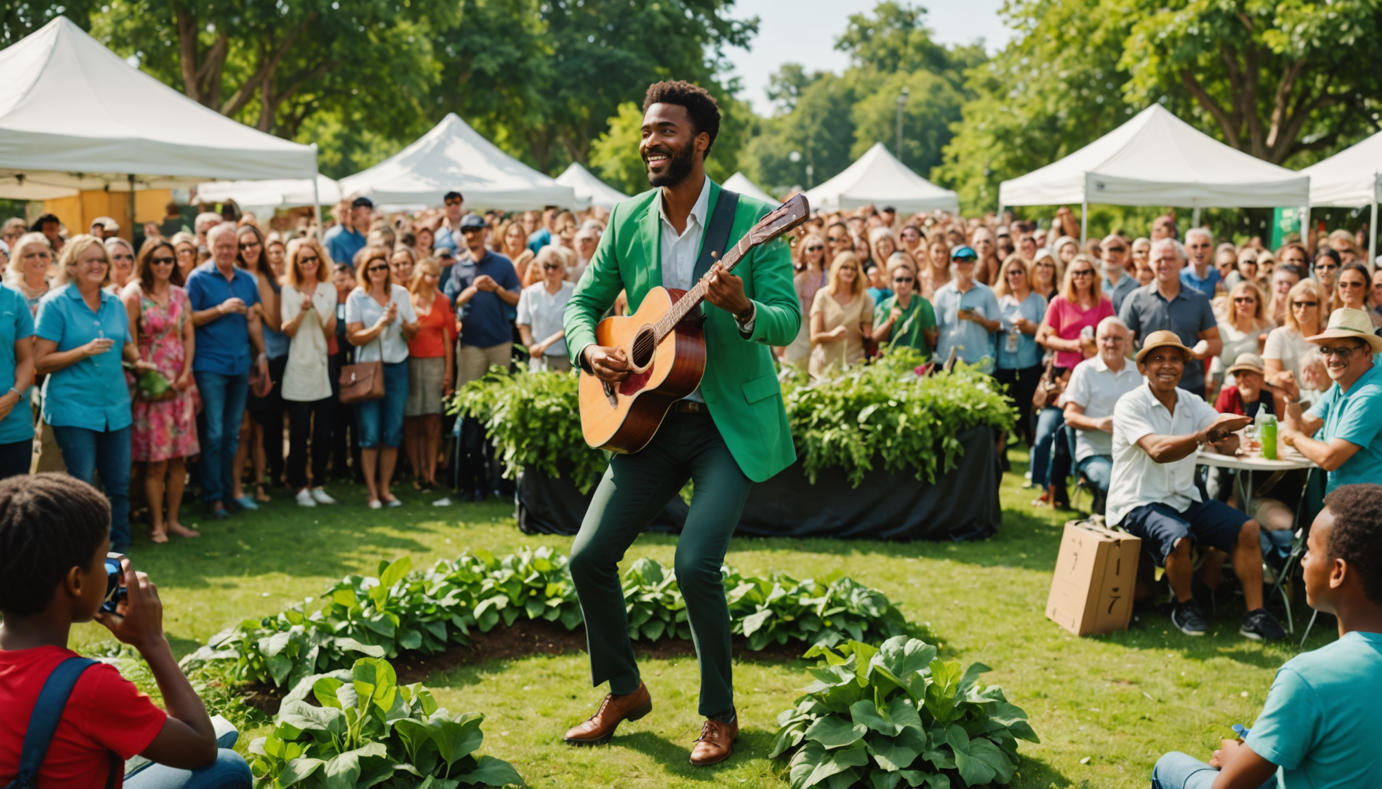 Performer promoting sustainability at environmental event
