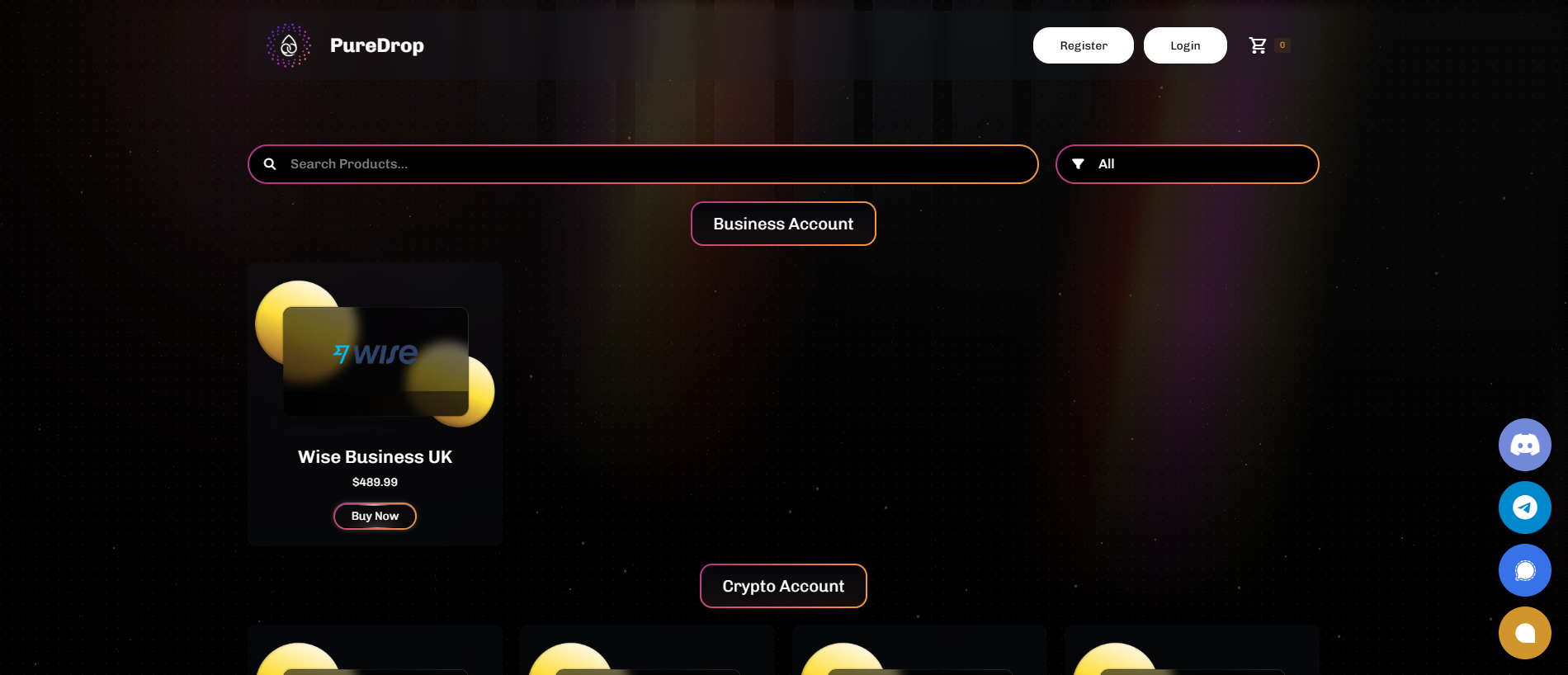 Screenshot of puredrop.io