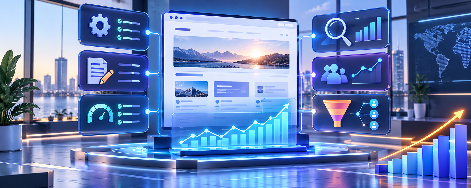 Система SEO-продвижения, объединяющая техническую оптимизацию, контент, поисковую видимость, поведение пользователей и аналитику обращений.