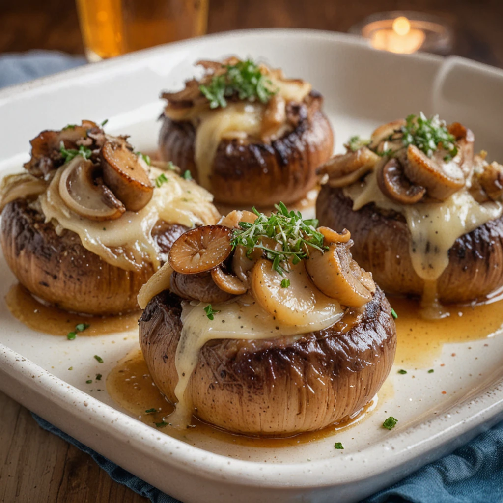 French Onion Soup-Stuffed Mushrooms