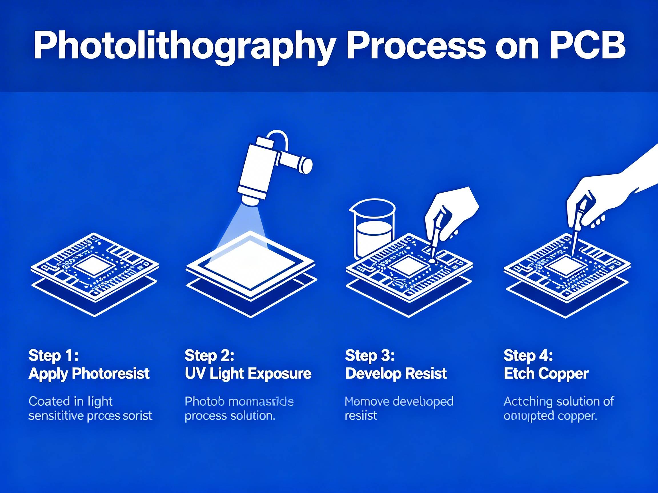 Photolithography process on PCB.