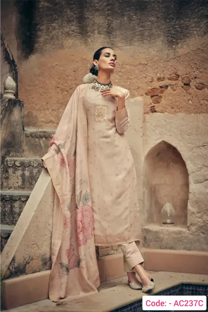 Cream color cotton silk suit