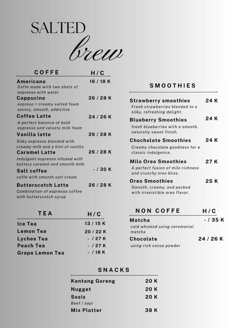 Menu Salted Brew