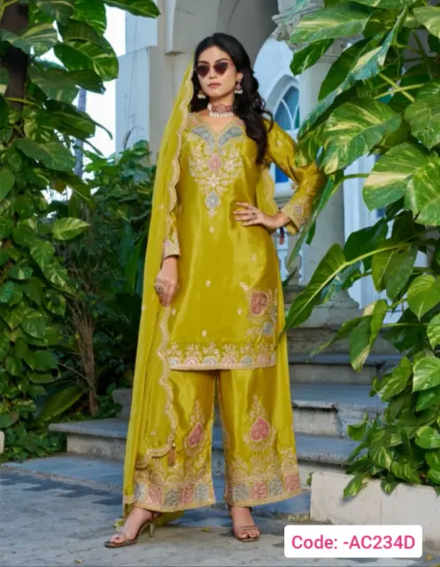 Mustard color embroider suit