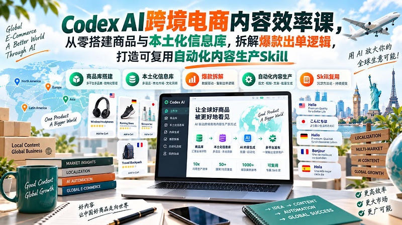 Codex AI跨境电商内容效率课，用AI提升跨境内容产出效率