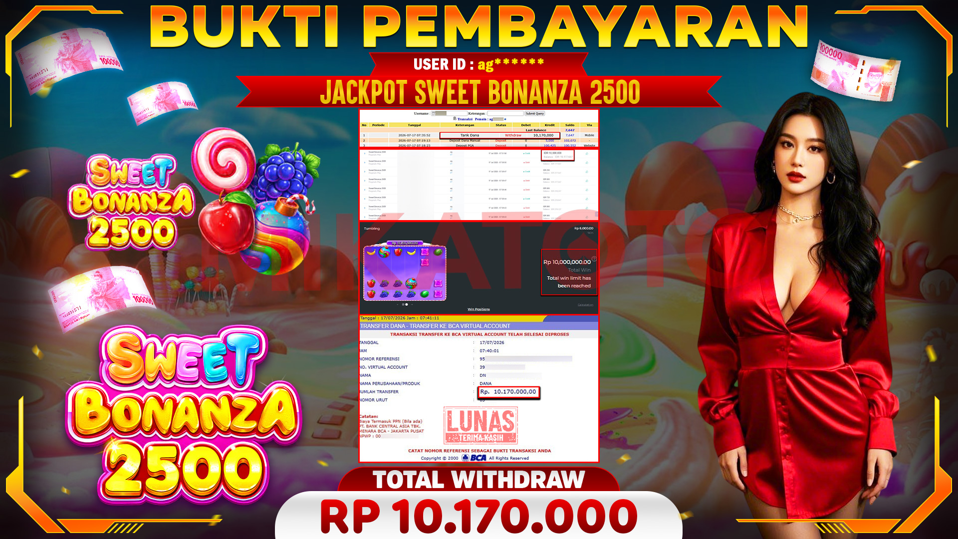🏆 SELAMAT KEPADA PEMENANG JACKPOT DI Sweet Bonanza 2500 - Pragmatic Play 10,170,000🏆