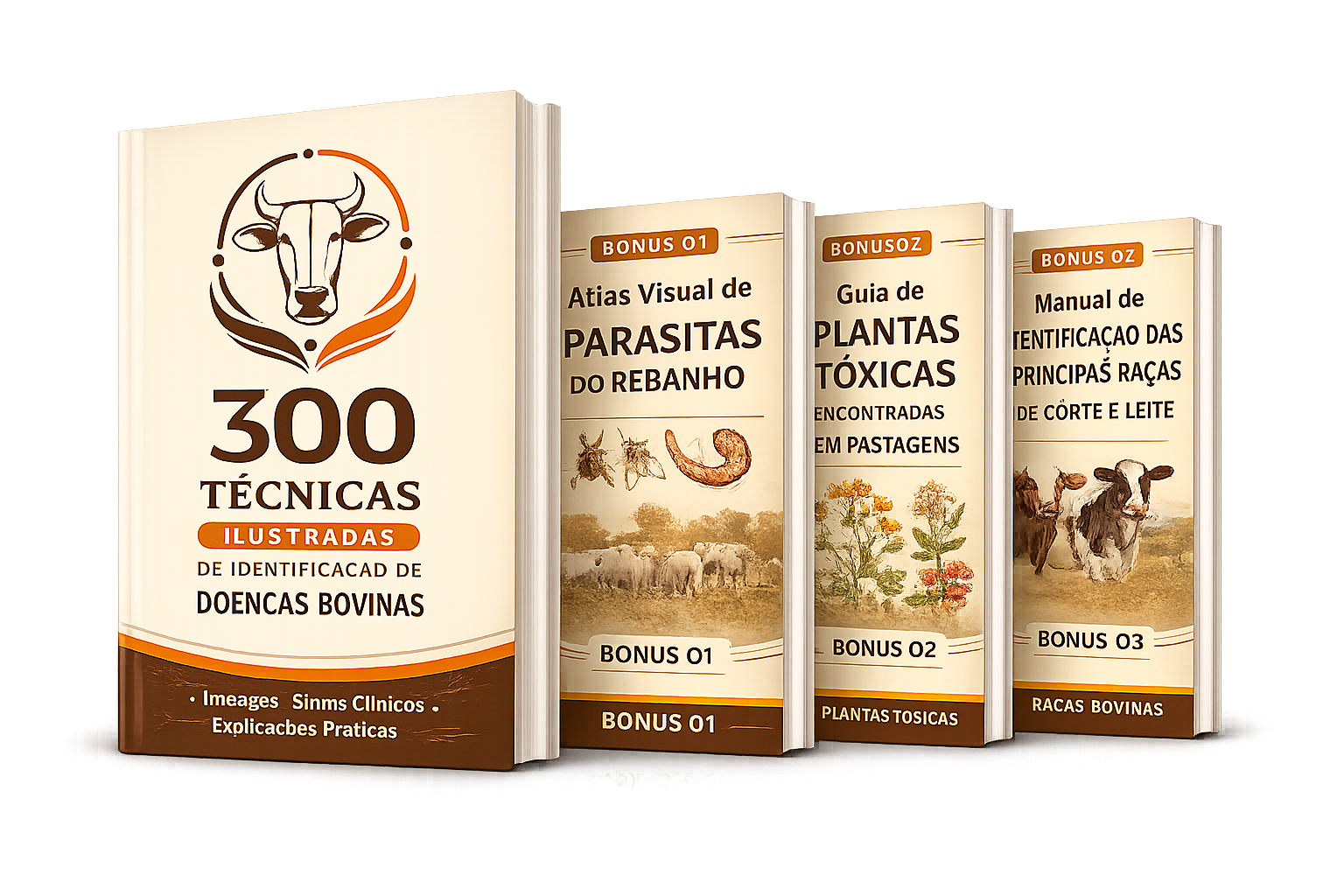 Mockup do material +300 Técnicas de Identificação de Doenças Bovinas